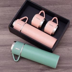 Ensemble de gourde en acier inoxydable à double paroi isolée, 2 tasses, base antidérapante, thermos anti-fuite, cadeau d'affaires, cadeaux classiques - Product Image 1