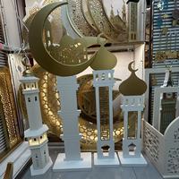 Minaret de mosquée hexagonal en bois blanc de 85 cm pour la décoration du Ramadan Moubarak