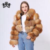 En gros D'hiver Dames Naturel Véritable Renard Rouge Manteau De Fourrure De Luxe