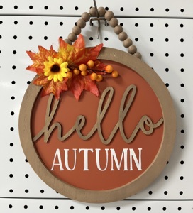 Mdf dấu hiệu mùa thu dấu hiệu treo tường theo mùa chào đón mộc mạc Vòng gỗ tùy chỉnh trang trí nội thất mảng bám tường bằng gỗ trang trí nội thất sơn - Product Image 1