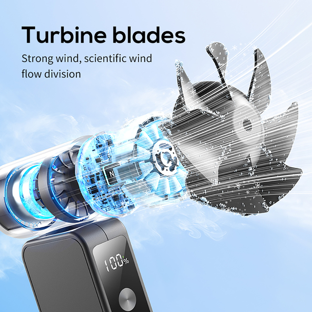 Portable Handheld High Speed Fan 4000mAh Battery Hands-Free Compact Lightweight Outdoor Plastic USB Rechargeable Personal Air