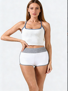 Lot de 3 shorts de sport taille haute pour femme, taille standard, avec bordure contrastée, extensibles, pour l'entraînement et les loisirs - Product Image 6