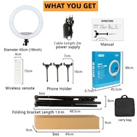 18 Zoll Ringlicht 60W 3000-6500K Professionelles Fotografie-LED 18 Zoll Ringlicht mit Stativ und Fernbedienung