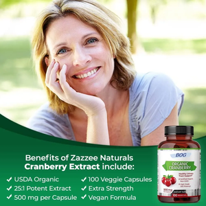 Capsules d'extrait de canneberge biologique USDA OEM/ODM 500 mg, extrait puissant 25:1 équivalent à 12500 mg, soutien végétalien pour les voies urinaires - Product Image 5