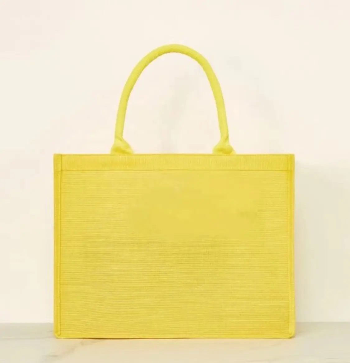 Toptan çevre dostu jüt ve pamuk karışımı alışveriş çantası cep ile sarı