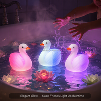 Jouet de bain en caoutchouc LED flamant rose lumineux, jouet de bain en plastique clignotant et flottant, animal lumineux en vinyle avec lumières colorées