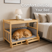 Lit pour chien et chat en bois massif, design moderne, amovible, lavable, durable, écoresponsable, pour grandes races (Teddy, Golden Retriever)
