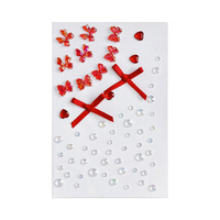 Autocollants personnalisés en strass holographiques en forme de papillon, nœuds brillants et perles, autocollants adhésifs pour la décoration de table de fête