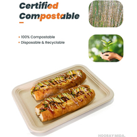 Plateaux alimentaires carrés jetables extra larges de 14 pouces, robustes, pour écrevisses, homards, desserts, fruits de mer, grillades et fêtes