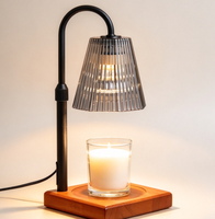 Lampe chauffe-bougie à intensité variable avec minuterie, chauffe-cire électrique réglable en hauteur, gris fumé, décoration d'intérieur, cadeaux d'anniversaire