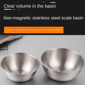 وعاء خلط من الفولاذ المقاوم للصدأ 304 للاستخدام المنزلي، سميك ومناسب لخفق البيض وتحضير السلطة والخبز والطهي، مع مقياس للحجم - Product Image 2