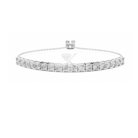 Pulsera de Oro Sólido de 14K con Diamantes Brillantes Cultivados en Laboratorio de 4.30mm, Ajustable, Estilo Bolo, Minimalista, para Novia, Regalo para Ella