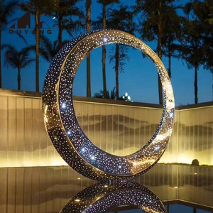 Sculptures <span class=keywords><strong>de</strong></span> <span class=keywords><strong>lune</strong></span> en acier inoxydable modernes <span class=keywords><strong>de</strong></span> grande taille pour <span class=keywords><strong>la</strong></span> décoration extérieure des hôtels et villas QUYANG, <span class=keywords><strong>avec</strong></span> éclairage - Product Image 1