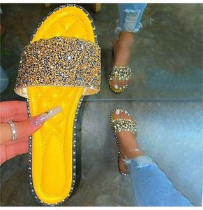 Sandales plates brillantes pour femmes, tongs d'été scintillantes, chaussures décontractées de plage - Product Image 6