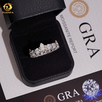 Cincin Moissanite Perak 925 Lapis Rhodium, Pengiriman Cepat dari AS, Lulus Uji Diamond, Cincin Pria Hip Hop