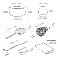 En stock Ensemble de fouet à matcha japonais 7 pièces Bol en porcelaine écologique Cuillère en bambou Boîte cadeau Design Japandi Outils à matcha