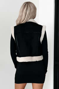 2024 mode nouvelle couleur Pure laine d'agneau Patchwork court matelassé chaud daim Zip <span class=keywords><strong>gilet</strong></span> hiver femmes veste manteau en gros - Product Image 4