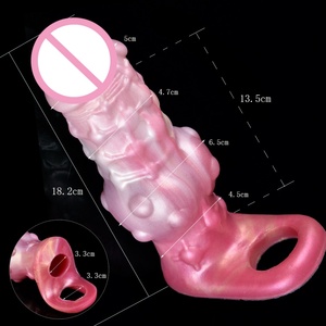 YOCY Funda de silicona elástica con textura de nudo de fantasía para pene, estimulante, hueca, extensor y alargador de pene, para uso con dildo. - Product Image 6