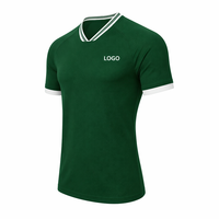 Set Jersey Sepak Bola V-Neck Custom 100% Polyester Cepat Kering OEM Kaos Sepak Bola Grosir Seragam Tim
