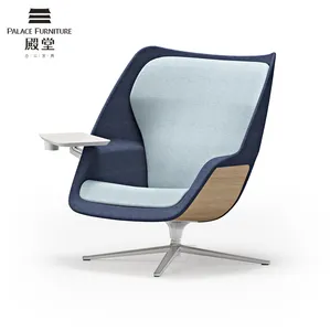 Novo Nordic Design Luxo Lounge Chair Escritório Hotel mobiliário Tecido Azul Egg Round Leisure Swivel Braço Cadeiras