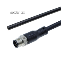 Connecteur de câble blindé M12 noir moulé, étanche, à broches personnalisées pour installation sur site