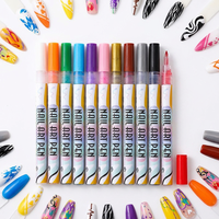 Marqueur professionnel pour la décoration des ongles en plastique, facile à utiliser, sans lampe UV, 24 couleurs, effaçable rapidement, pour salon, usage domestique, beauté, maquillage, manucure
