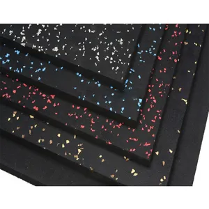 Good Quality's Gym Flooring Fitness Black Rubber Mat with Shining Colorful Spot Gym Floor Mat Rubber Flooring