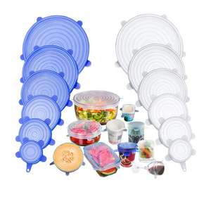 Utensilios de cocina pequeños de grado alimenticio, 6 tapas elásticas de silicona reutilizables, sin Bpa, 6 unidades - Product Image 1