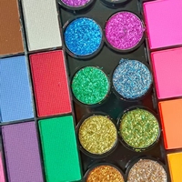 Kit Cat Warna Wajah 42 Warna Stensil Kuas Aman untuk Cosplay Pesta Halloween Riasan Tubuh untuk Anak-anak 100% Alami