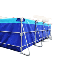 Réservoirs d'eau carrés avec structure métallique et bâche en PVC pour l'élevage de poissons et le stockage d'eau