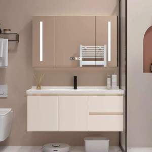 White bathroom cabinet beehive smart <b>mirror</b> cabinet white countertop washbasin hanging cabinet body - Product Image 3