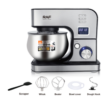 Mélangeurs RAF Kitchen en acier inoxydable 5L Mélangeur de pâte 3 en 1 Mélangeur de nourriture sur pied avec affichage numérique