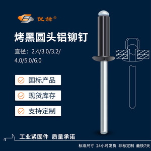 Rivets en aluminium Yuhe 2,41-6,4 mm, rivets aveugles à tête cylindrique peints en noir, norme GB12618, grade A, niveau 10 - Product Image 3