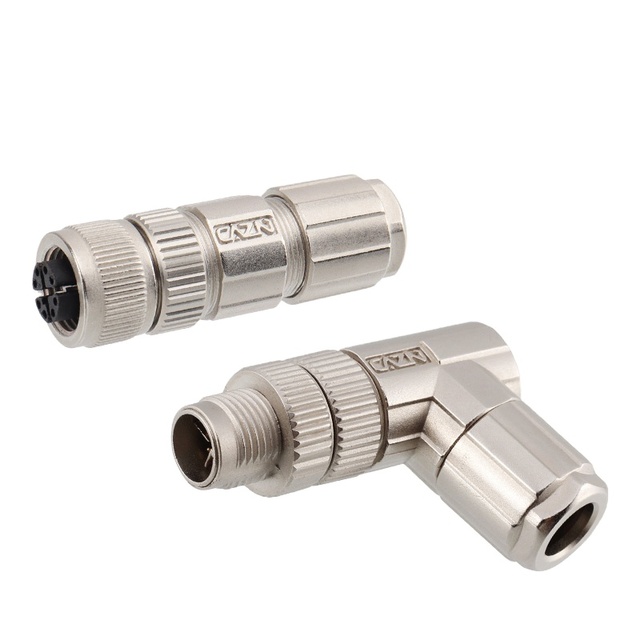 M12 X Coded 8pin Waterproof Connector Metal Crimp Railway Ethernet Data Transmission Straight Right Male Female Aviation Plug