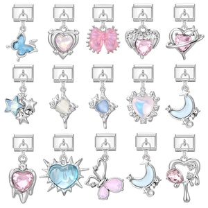 Ciondolo Creativo ed Elegante in Acciaio Inossidabile Elettroplaccato con Pietra Naturale, Bracciale con Charm Italiano Fai-da-Te per Gioielli Vintage - Product Image 3