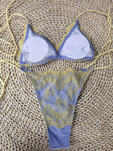 Traje de Baño Bikini de Dos Piezas con Estampado de Encaje y Diseño Hueco Personalizado para Mujer con Tanga, Venta Caliente 2026 - Product Image 6