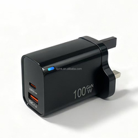 Cargador GaN Ecológico Resistente al Fuego con Luz LED Blanca y Negra, Carga Rápida de 45W, Puertos Duales USB-A Tipo-C, Compatible con Pro Max Camera