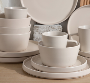 ชุดอาหารเย็นเซรามิกสีครีมสไตล์อินส์, จานชามแก้วสโตนแวร์พร้อมส่ง, สำหรับ 4 ท่าน ใช้ในครัวเรือน, ขายส่ง - Product Image 1