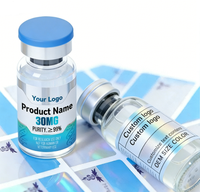Étiquettes autocollantes brillantes en BOPP pour poudre de peptides 3ml 5ml 10ml, personnalisées pour l'emballage de flacons en verre, avec vernis sélectif UV et vinyle holographique