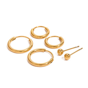 ต่างหูห่วงทอง 18K แบบมินิมอลทรงเรขาคณิต เครื่องประดับแฟชั่น - Product Image 1