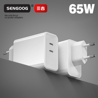 Adaptateur secteur SENGOG 65W 2C Type-C avec protection OTP/OVP, charge rapide pour téléphones et MacBook Pro (prise EU/UK) - Garantie 2 ans, ignifuge