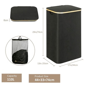 Đen ollapsible quần áo giỏ tổ chức 110L lớn giặt Hamper với nắp và có thể tháo rời túi bên trong - Product Image 6