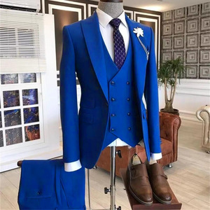 Trajes de Hombre <span class=keywords><strong>Azul</strong></span> Rey de 3 Piezas, Corte Slim, Estilo Italiano, para Novio, Padrinos de Boda, Blazer, Traje de Boda, Venta al Por Mayor - Product Image 4