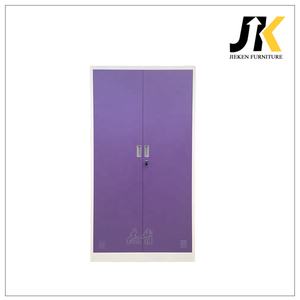 خزائن فولاذية بقفل وبابين لتخزين ملابس الموظفين، خزانة ملابس معدنية لغرفة النوم مع قضبان تعليق وخزائن صغيرة بقفل - Product Image 2