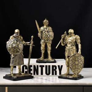 スパルタカスローマの剣闘士の剣と盾の像冷たいキャスト樹脂アンティークブロンズ戦士の彫刻 - Product Image 2