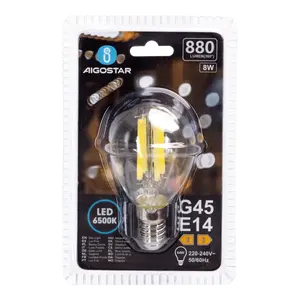 Lampadina LED a filamento G45 E14 8W trasparente, a risparmio energetico, luce calda ideale per decorazione e ambienti accoglienti. - Product Image 2