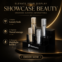 Support de présentation en acrylique noir à 3 niveaux personnalisé pour cosmétiques, flacons de parfum, comptoir de vente au détail