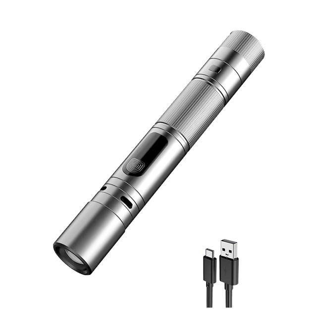 XINSITE Self-Defense USB Charging Flashlight New Double Arc High Brightness LED Multi-Mode Focusing White Laser AA Battery Type