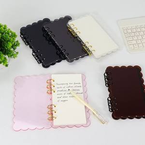 New Budget <strong>A6</strong> Acrylic <strong>Binder</strong> Flower Style 6 <strong>Ring</strong> Clear Transparent Frosted Notebook Cover PVC Loose-Leaf Wholesale - Product Image 6