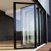 Puerta Corredera Interior de Aluminio Plegable con Levitación Magnética Automática de Nuevo Diseño, Doble Vidrio